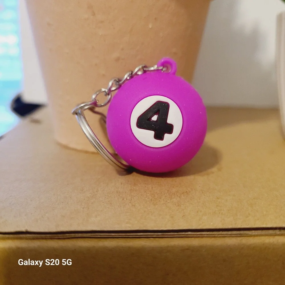 Purple‎ Billiard Ball Number 4 Keychain Fun Accessory Unisex Collectible